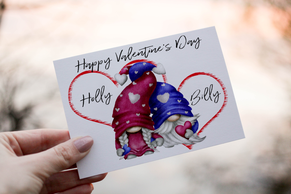 Happy Valentine's Day Gnome Valentine Card, Personalised Card